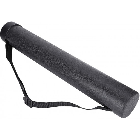Plastic tube for storing media, drawings, maps and documents, waterproof, adjustable diameter 8 cm * height 133 cm (black)